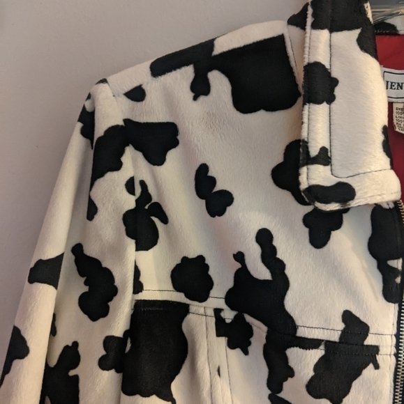 BEAUTIFUL Vintage Jenni Max NYC Cow Print Jacket Red Lining Zip Front Size 10! - Picture 2 of 7